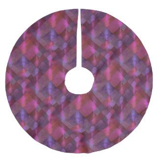 Abstract Tile Pattern Magenta and Purple Brushed Polyester Tree Skirt