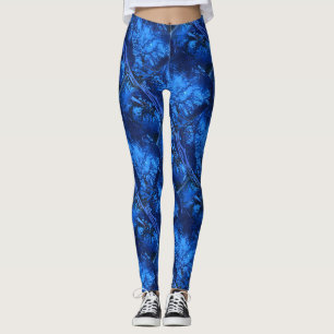 Abstract tiled design, dark blue & white accents leggings