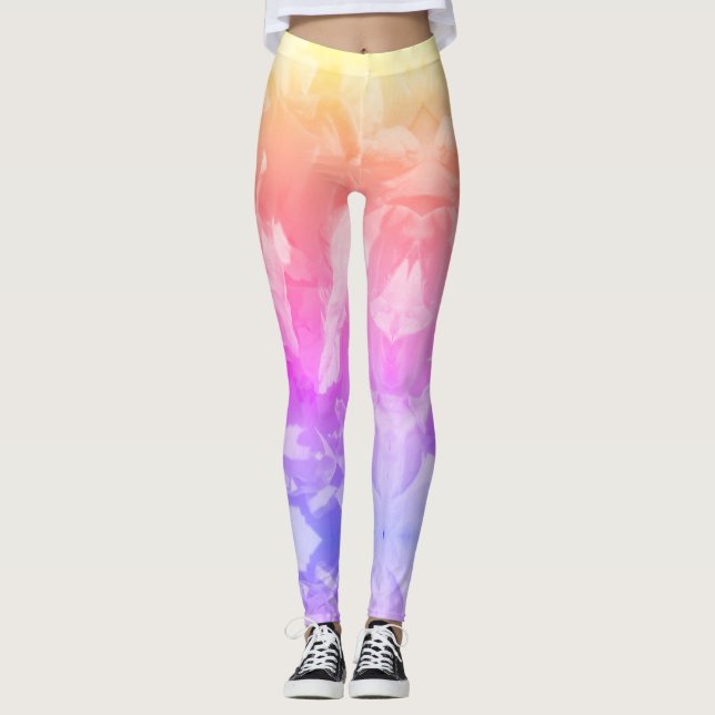 Abstract Tiled Pastel Print Leggings (Front)
