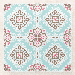 Abstract Tiled: Vintage Seamless Pattern Glass Coaster