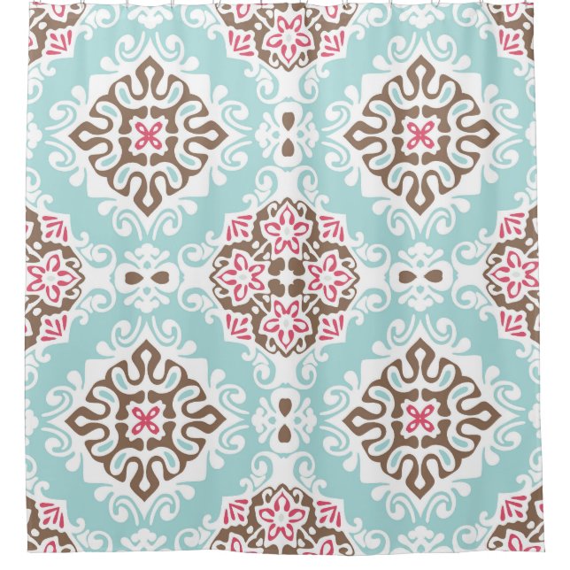 Abstract Tiled: Vintage Seamless Pattern Shower Curtain (Front)