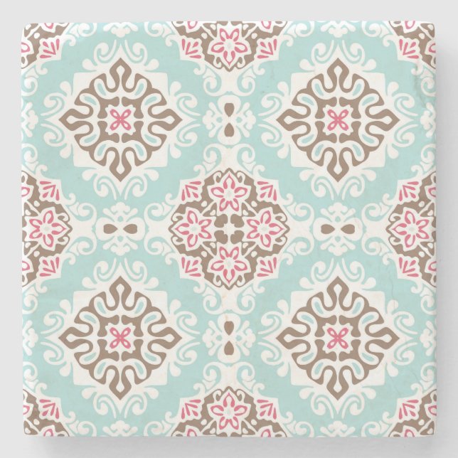 Abstract Tiled: Vintage Seamless Pattern Stone Coaster (Front)