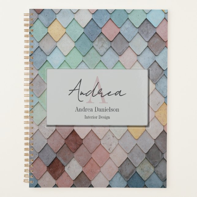 Abstract Tiles Monogrammed Office Planner (Front)