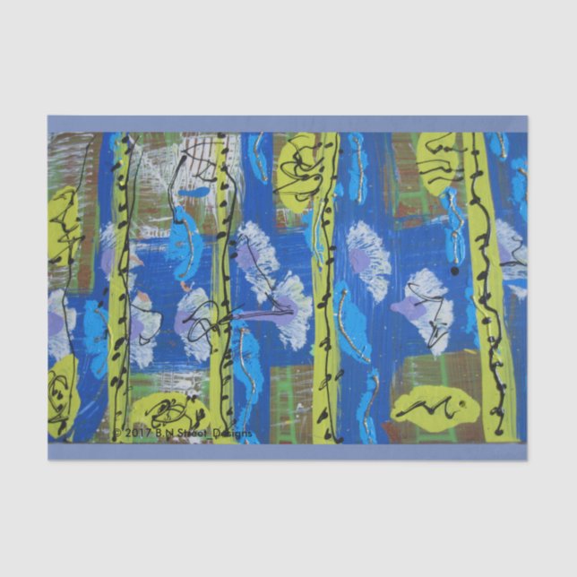 Abstract Tissue Paper in Green and Blue (Front)