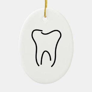 Abstract tooth graphic ceramic tree decoration