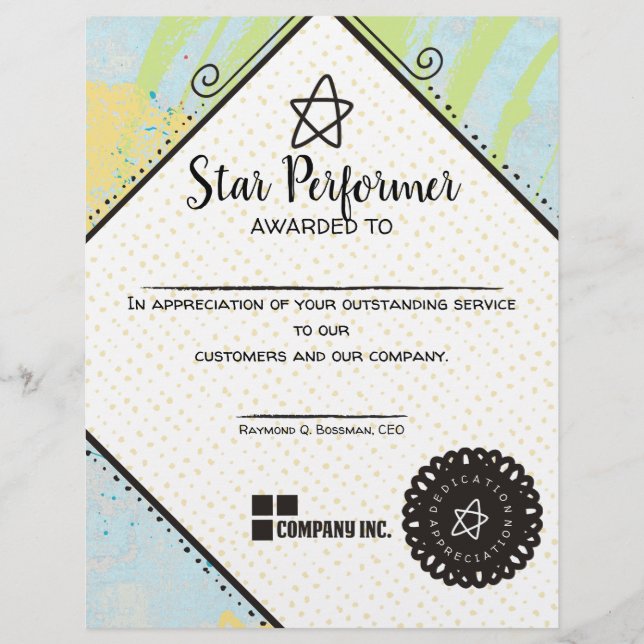 abstract top performer employee appreciation award (Front)