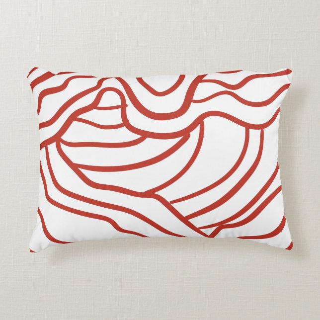 Abstract Topographic Line Art – Red Contour Map-In Decorative Cushion (Front)