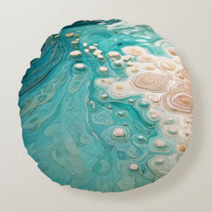Abstract Topographic Ocean Art Round Cushion