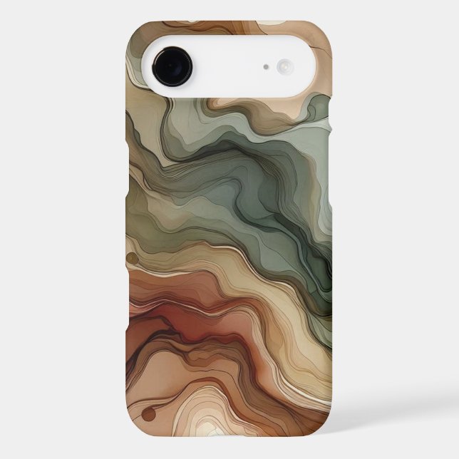 Abstract Topographic Phone Case — Earth Tone Art D (Back)