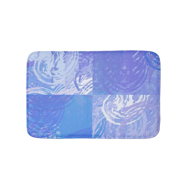 Abstract Tossed Turquoise and Purple Bath Mat (Front)