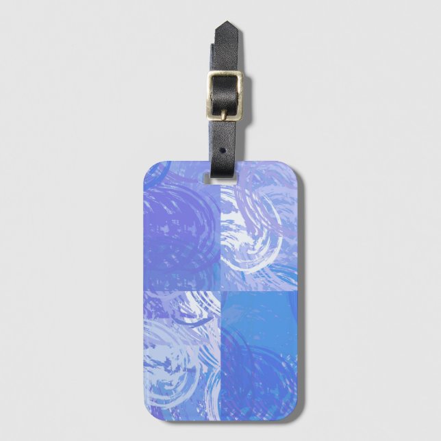 Abstract Tossed Turquoise and Purple Luggage Tag (Front Vertical)