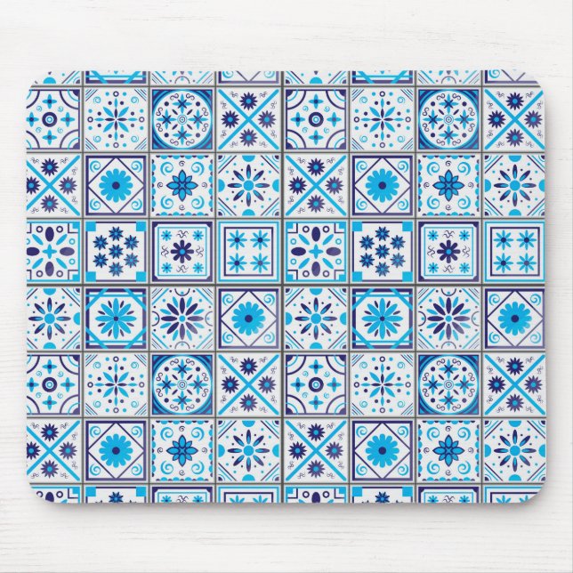 Abstract traditional Blue Art  Mouse Mat (Front)