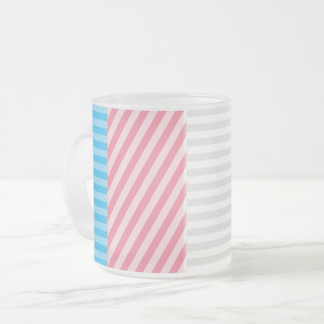 Abstract Transgender Pride Flag   Frosted Glass Coffee Mug (Front Left)
