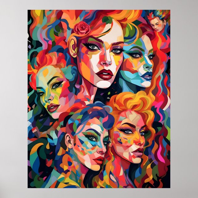 Abstract Transgender women faces  Poster (Front)