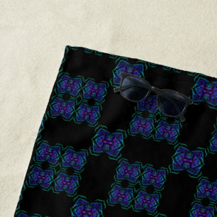 Abstract Translucent Layered Line Repeat Pattern Beach Towel
