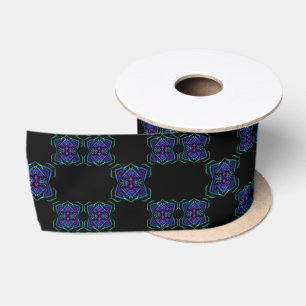Abstract Translucent Layered Line Repeat Pattern Satin Ribbon