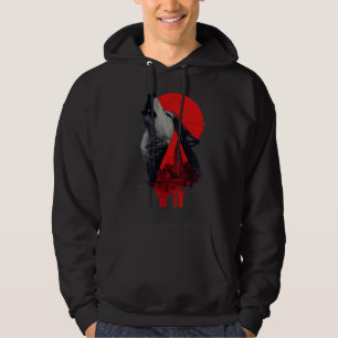 Abstract Trash Polka Howling Wolf Cityscape Hoodie