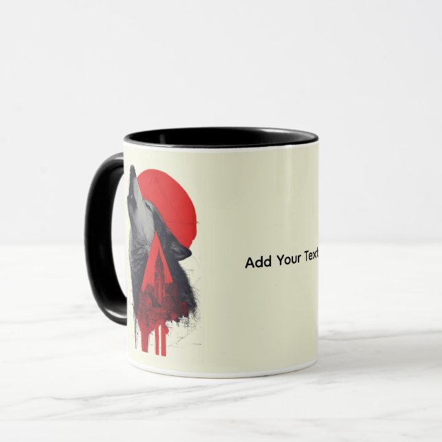 Abstract Trash Polka Howling Wolf Mug (Front Left)