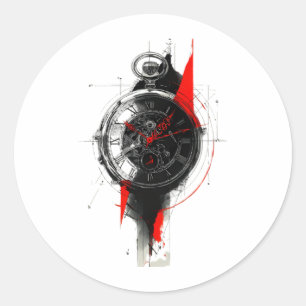 Abstract Trash Polka Pocket Watch Sticker