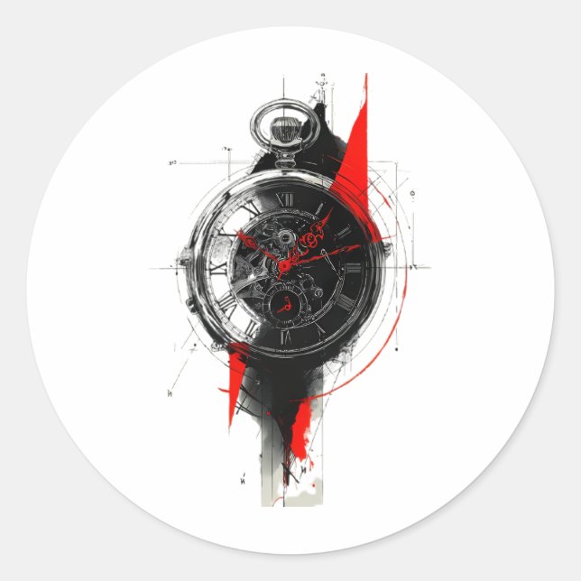 Abstract Trash Polka Pocket Watch Sticker (Front)