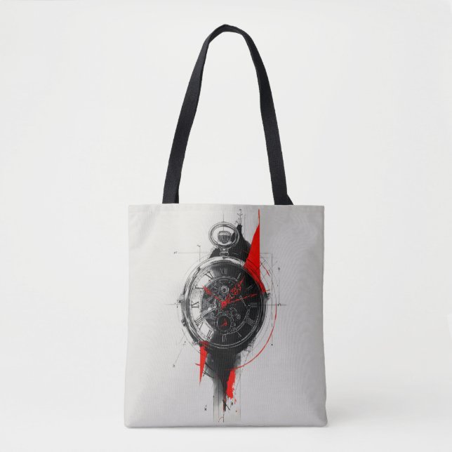 Abstract Trash Polka Pocket Watch Tote Bag (Front)