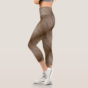 Abstract Tree Branches Brown  Capri Leggings