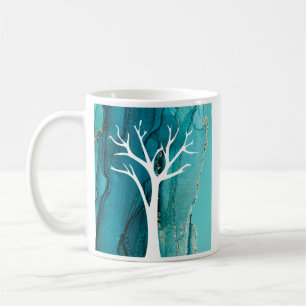 Abstract Tree Design with Marble Background Coffee Mug