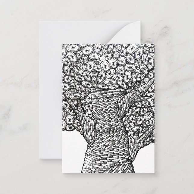 Abstract Tree Drawing Oval Shapes Design Card (Front)