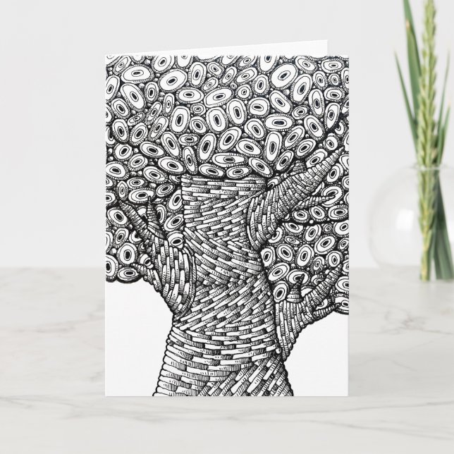 Abstract Tree Drawing Oval Shapes Design Card (Front)