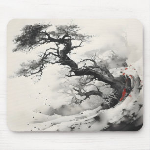 Abstract Tree Ink Painting Mouse Mat