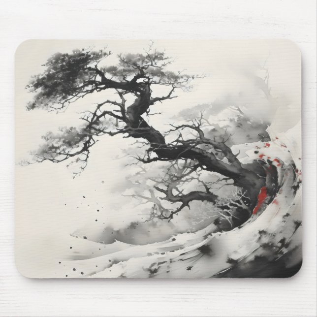 Abstract Tree Ink Painting Mouse Mat (Front)