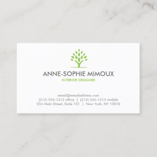 Abstract Tree Leaves Motif in Green/White Business Card