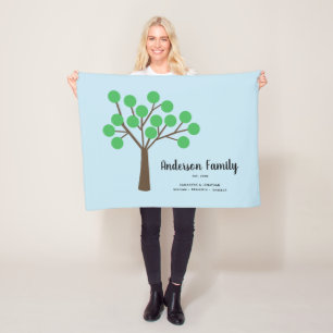Abstract Tree Modern Script Family Name Fleece Blanket