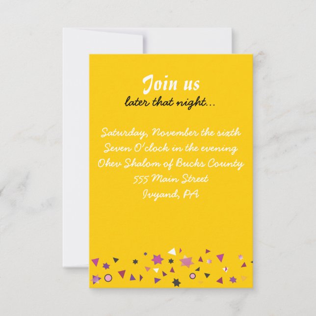 ABSTRACT TREE OF LIFE Bat Mitzvah Party Card Gold (Front)