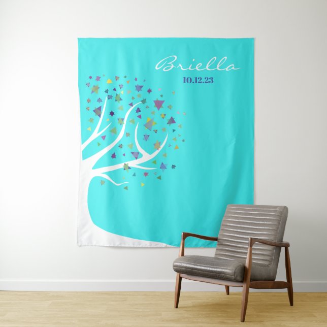 Abstract Tree of Life Party Photo Op Backdrop Tapestry (In Situ)