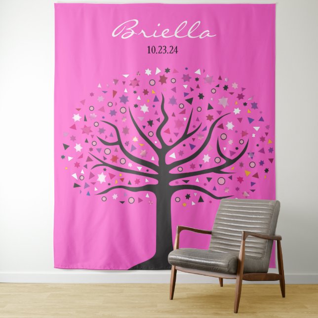 Abstract Tree of Life Photo Op Backdrop Invitation Tapestry (In Situ)