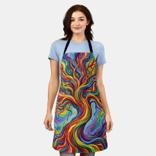 Abstract Tree Of Life Rainbow Apron