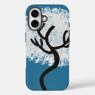 Abstract Tree on Blue Background iPhone 16 Case