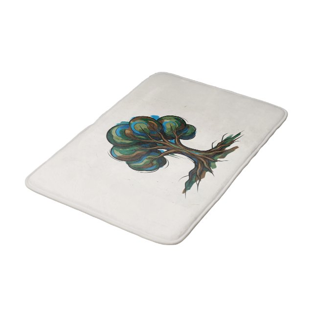 Abstract tree playful art bath mat (Angled)