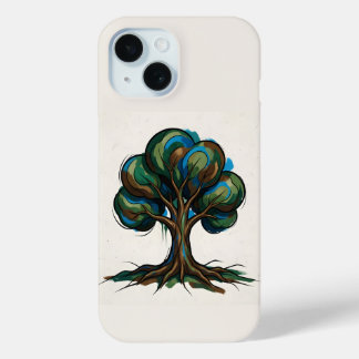 Abstract tree playful art iPhone 15 case