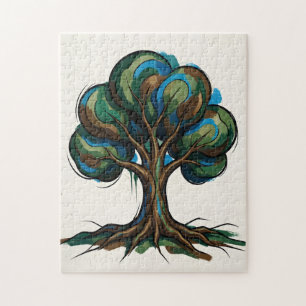Abstract tree playful art jigsaw puzzle