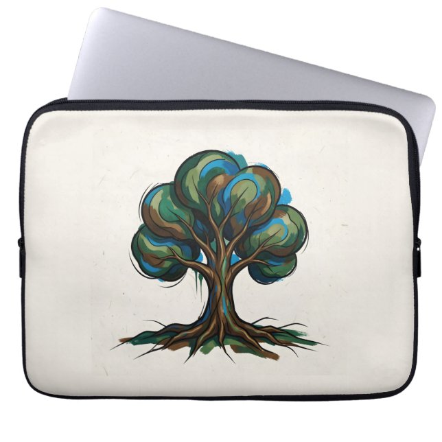 Abstract tree playful art laptop sleeve (Front)