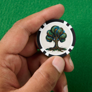 Abstract tree playful art poker chips