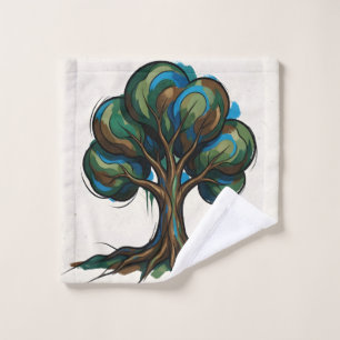 Abstract tree playful art wash cloth
