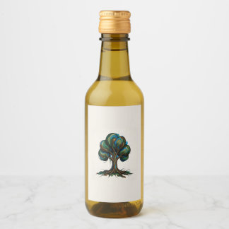 Abstract tree playful art wine label