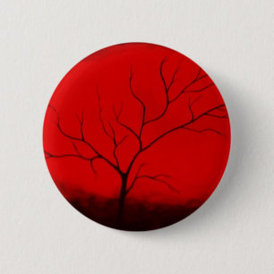 Abstract Tree & Red Sky Original Abstract Art Deco 6 Cm Round Badge