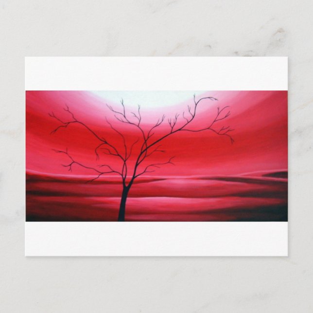 Abstract Tree Red Sky Postcard (Front)