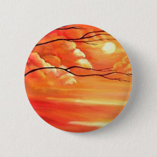 Abstract Tree & Red Sunset 6 Cm Round Badge