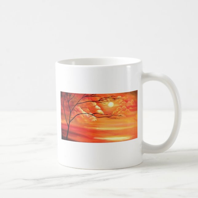 Abstract Tree & Red Sunset Coffee Mug (Right)