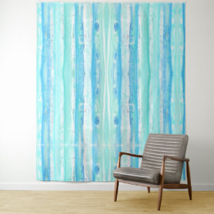 Abstract Tree Trunks in pastel aqua and blue Tapestry